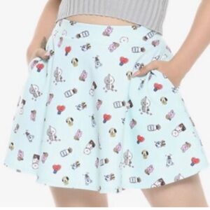 🌈 6/$60, BT21 Icons Anime Skater Skirt, Pockets, Aqua, Medium